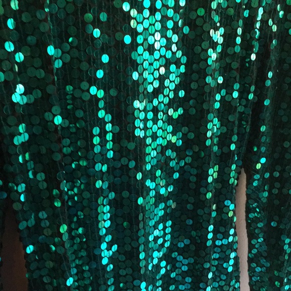 Oleg Cassini Vintage Sequin Gown - Green - Picture 3 of 7
